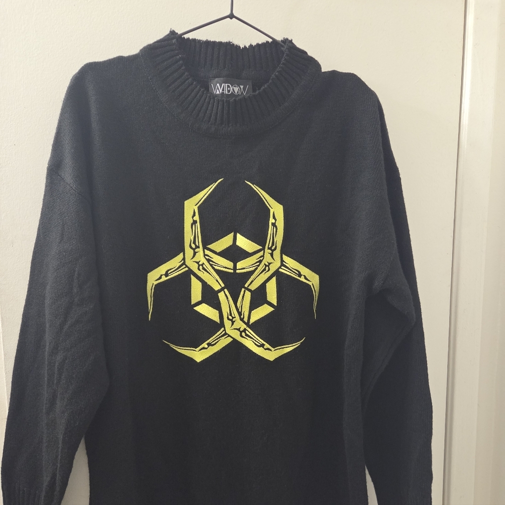 Widow Black Oversized Long Graphic Sweater XS-M Dolls Kill